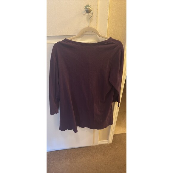 Eddie Bauer Women's 1/4 Sleeve Purple Boat  Neck Shirt - Picture 2 of 7